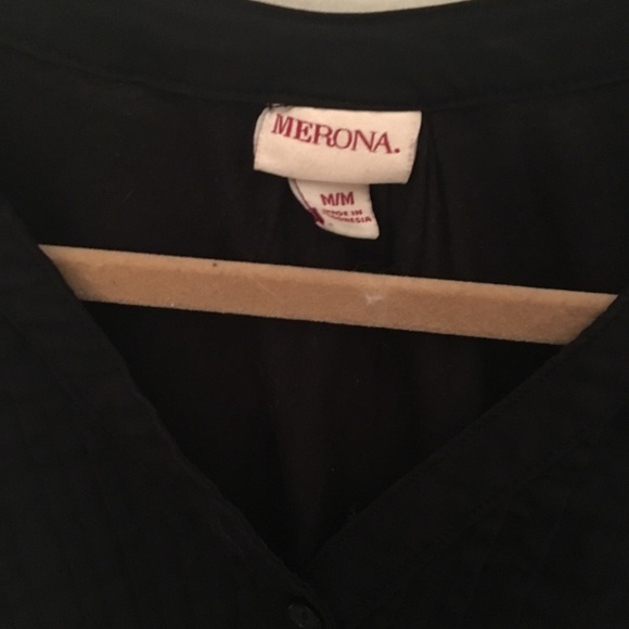 MERONA WOMANS MED BLACK BUTTON DOWN TOP - Picture 4 of 5